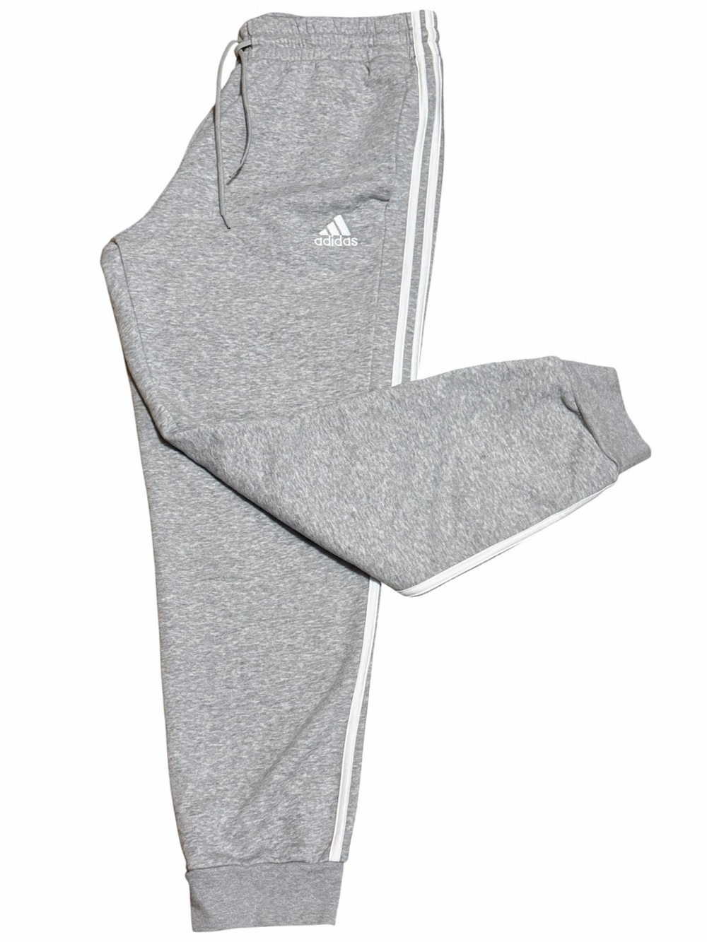 ADIDAS Gray Heather 3-Stripe Sweatpants (Jogger style)